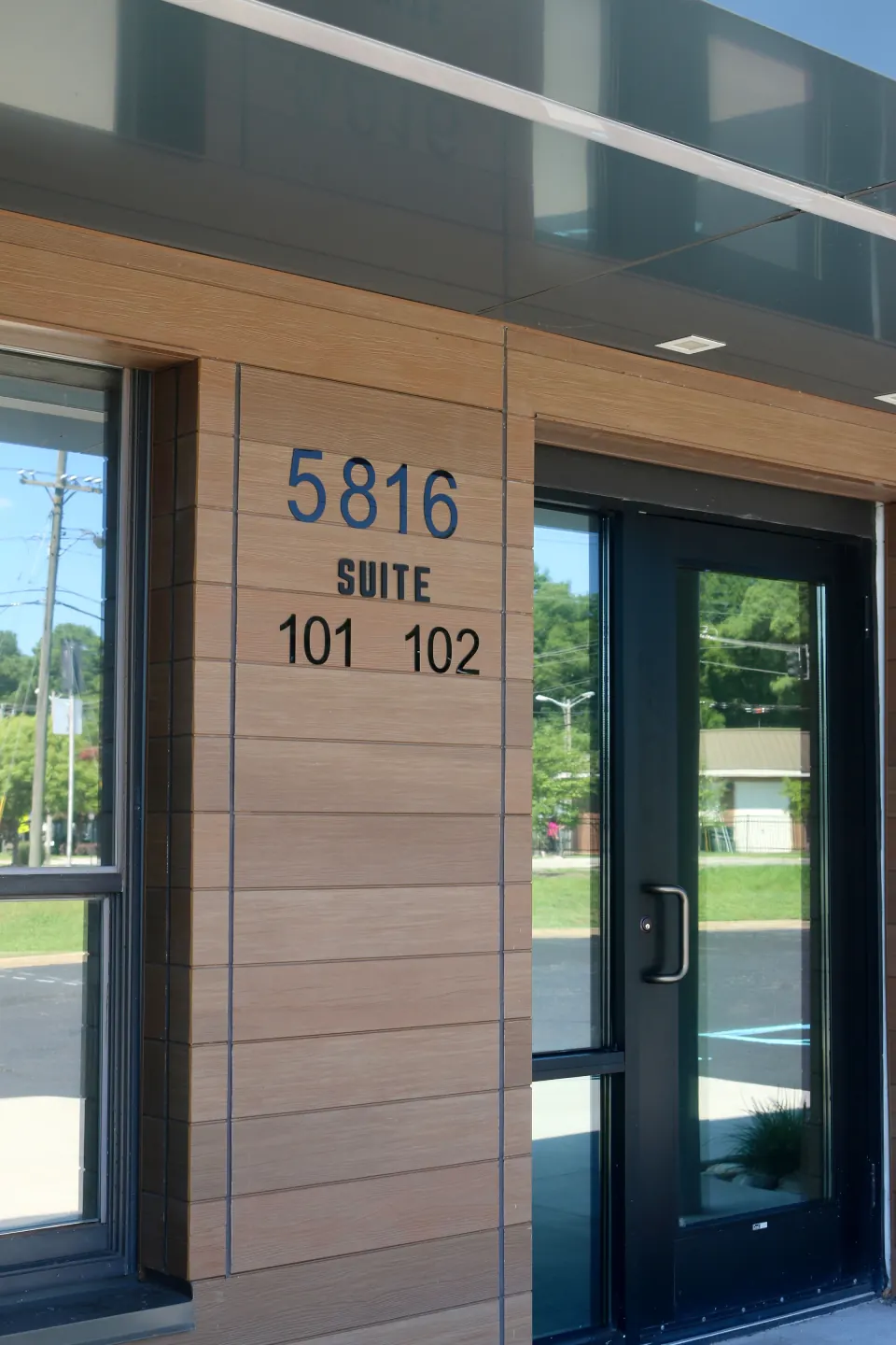 The street number and entrance doors at Excalibur