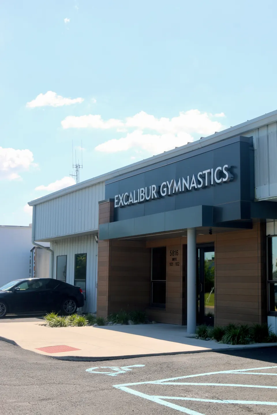 The accessible entrance at Excalibur Gymnastics